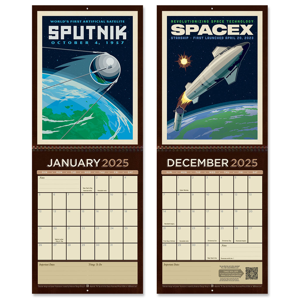 📅2025 Wall Calendar: NASA Historic Space Exploration