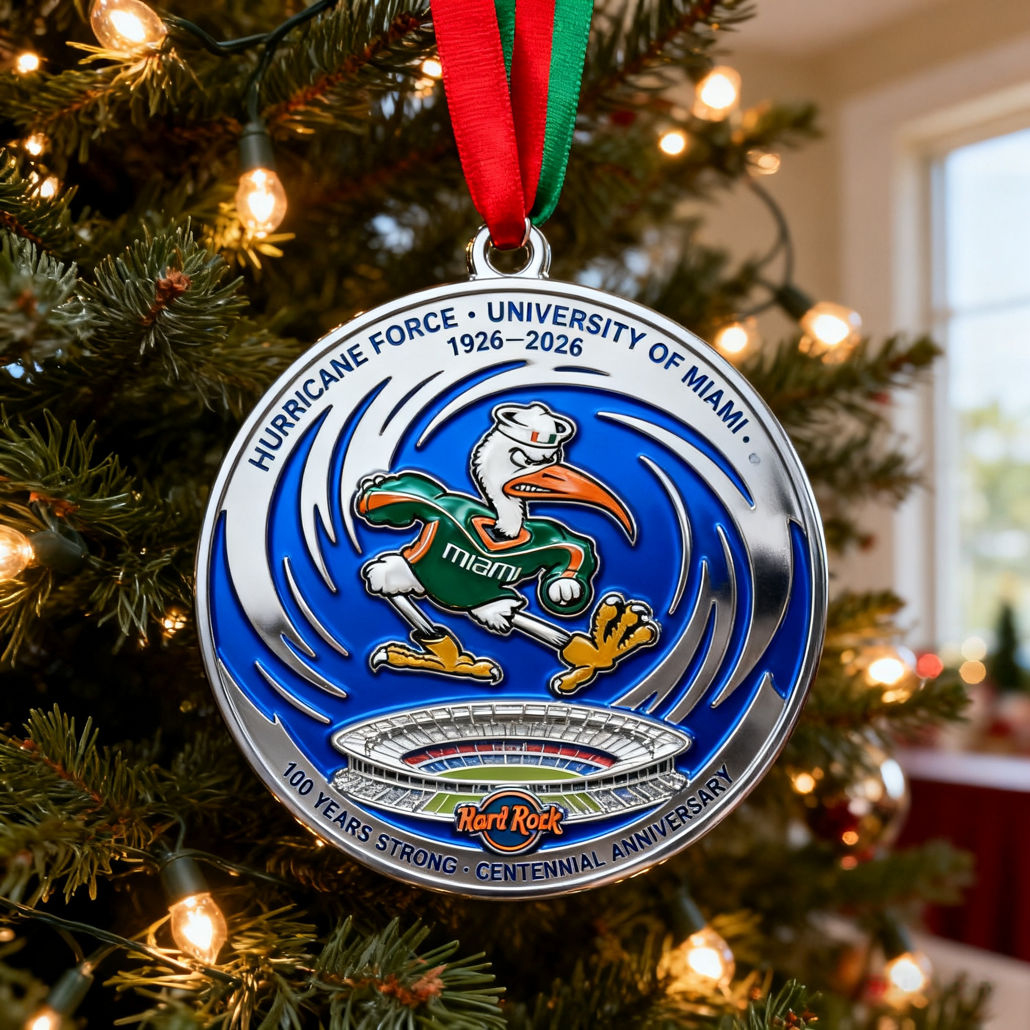 Miami Hurricanes 100th Anniversary Ornament