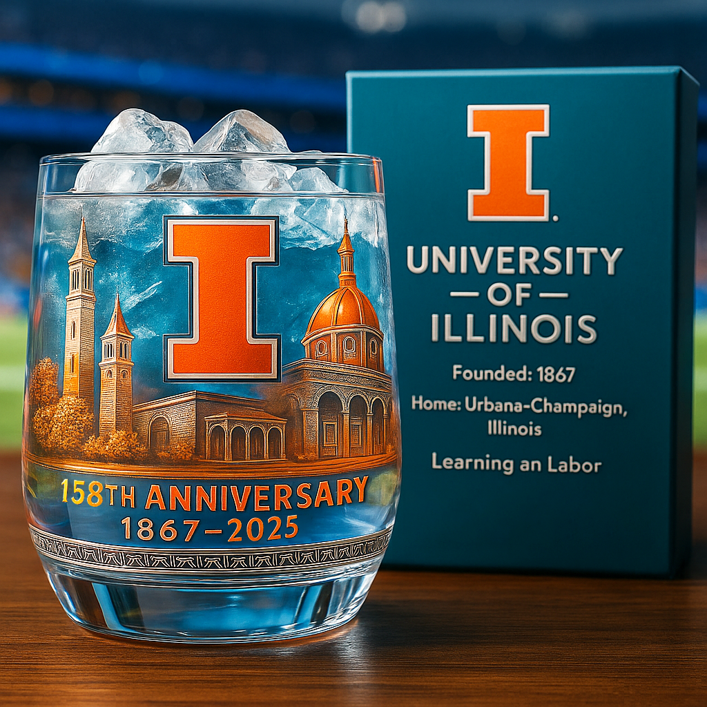 University of Illinois 158th Anniversary Commemorative Glass