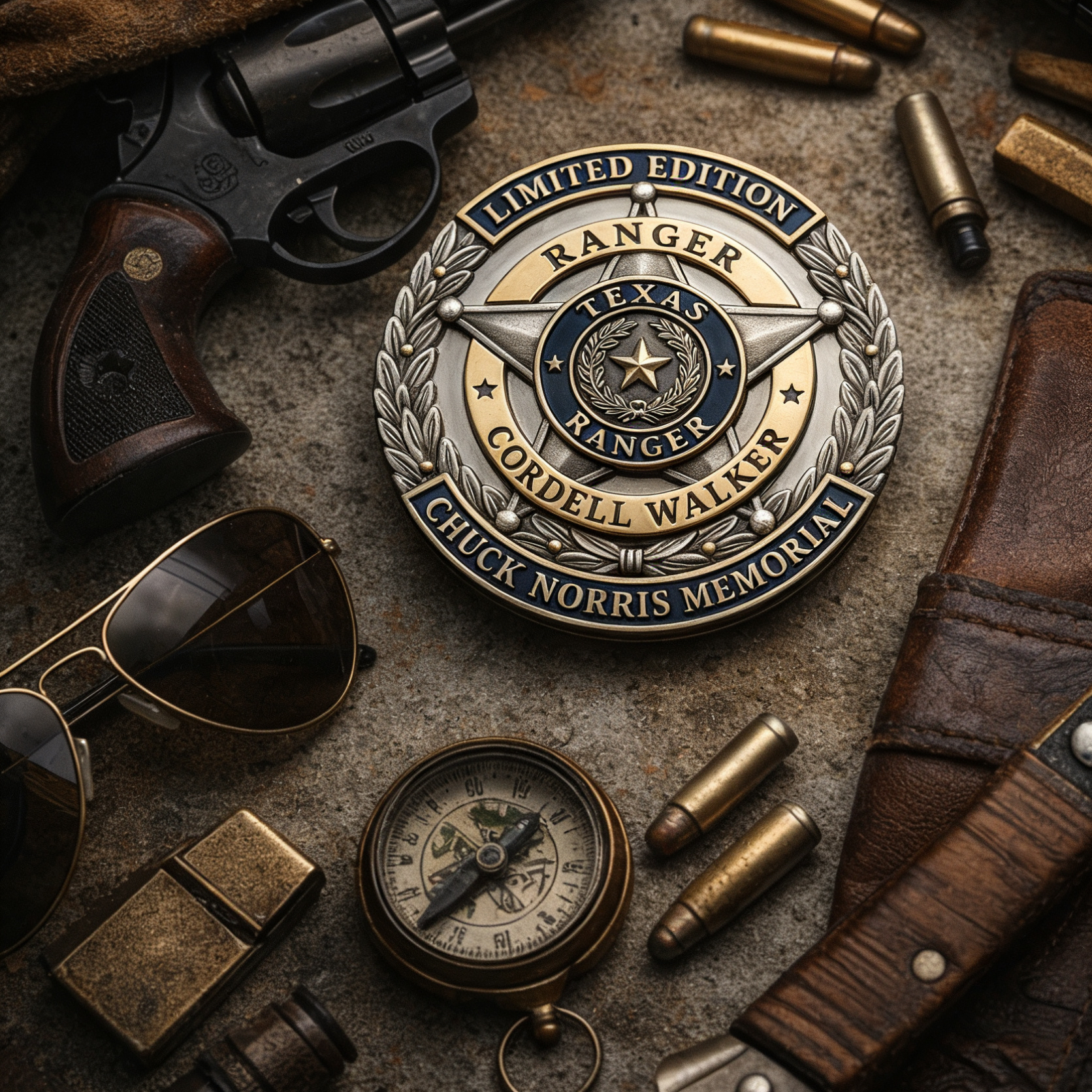 Chuck Norris Texas Ranger Cordell Walker Memorial Limited Edition Pin