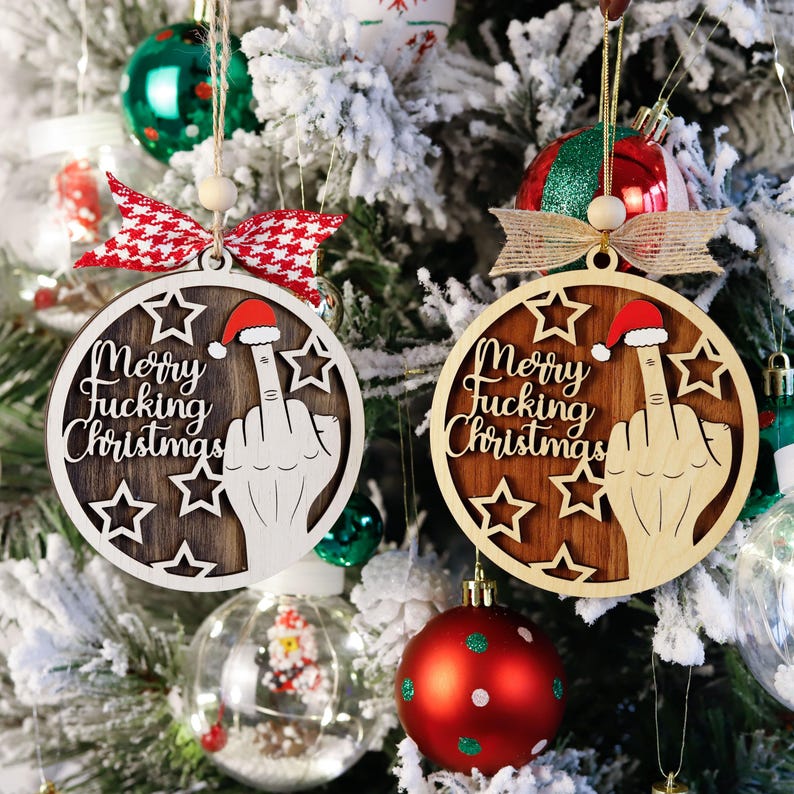 🤣Middle Finger Christmas Ornaments🎄