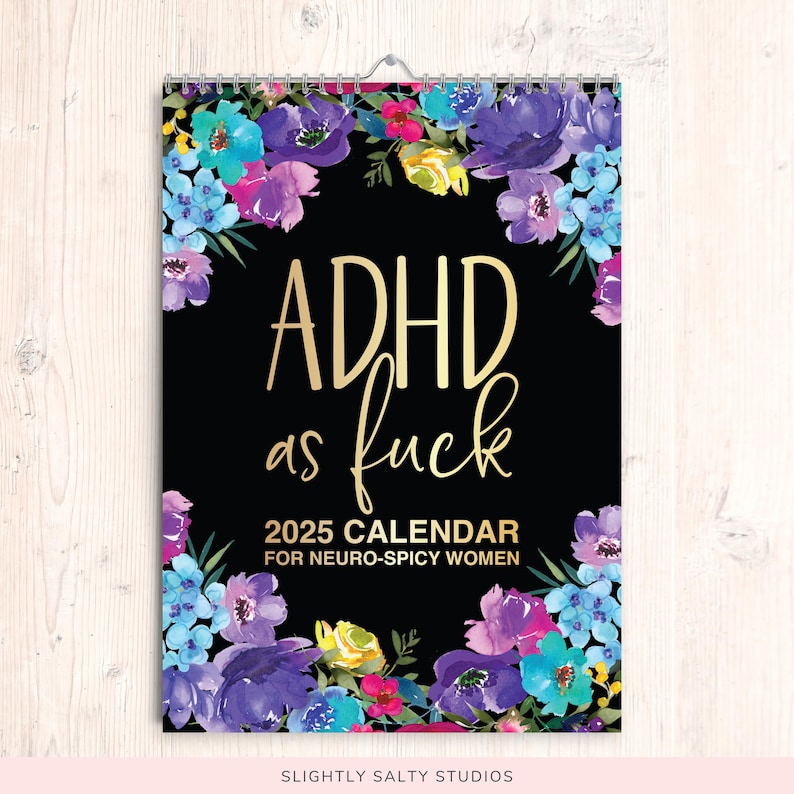 2025 Funny Adult Monthly ADHD Neurospicy Wall Calendar