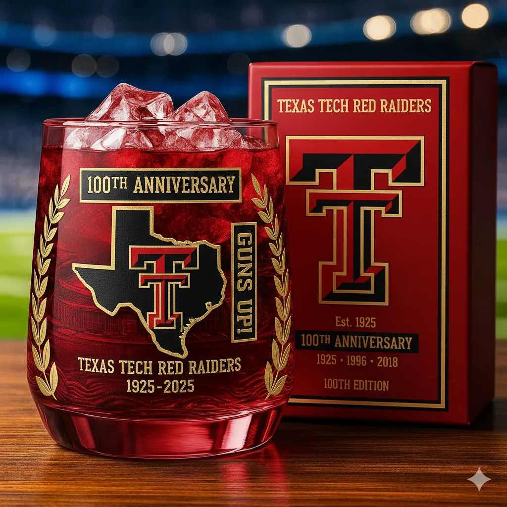 Texas Tech Red Raiders 100th Anniversary Whiskey Glass