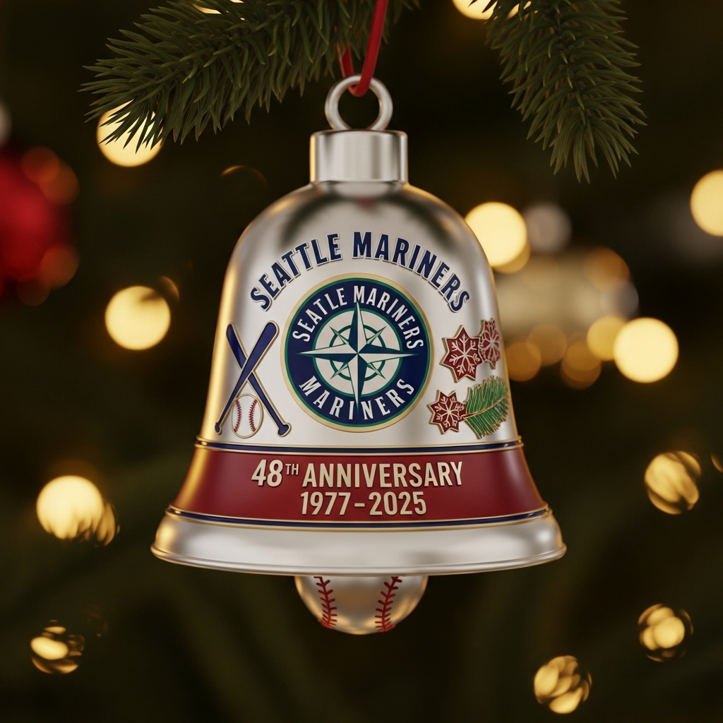 Seattle Mariners 48th Anniversary Christmas Bell Ornament