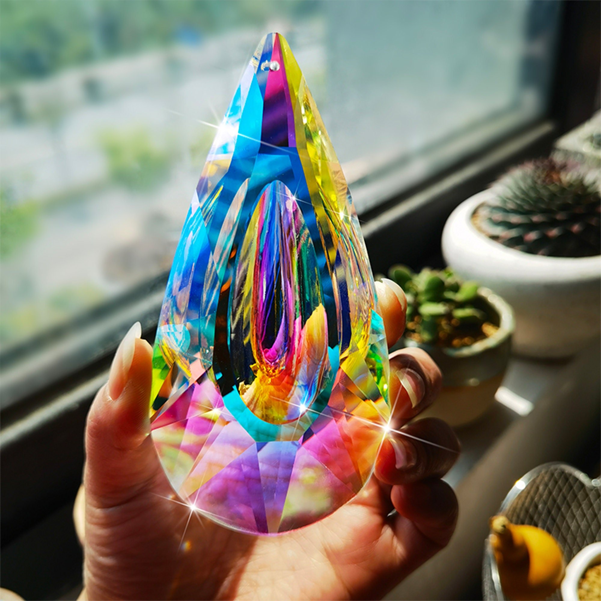 🔥HOT SALE NOW 49% OFF 🎁120mm AB-Color Hanging Crystals Prism Suncatcher