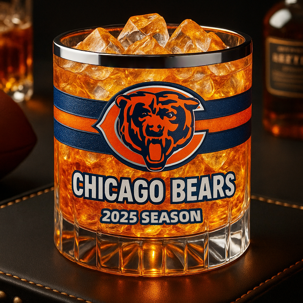 🏈 NFL Team🔥Chicago Bears 2025 Season Whiskey Glass