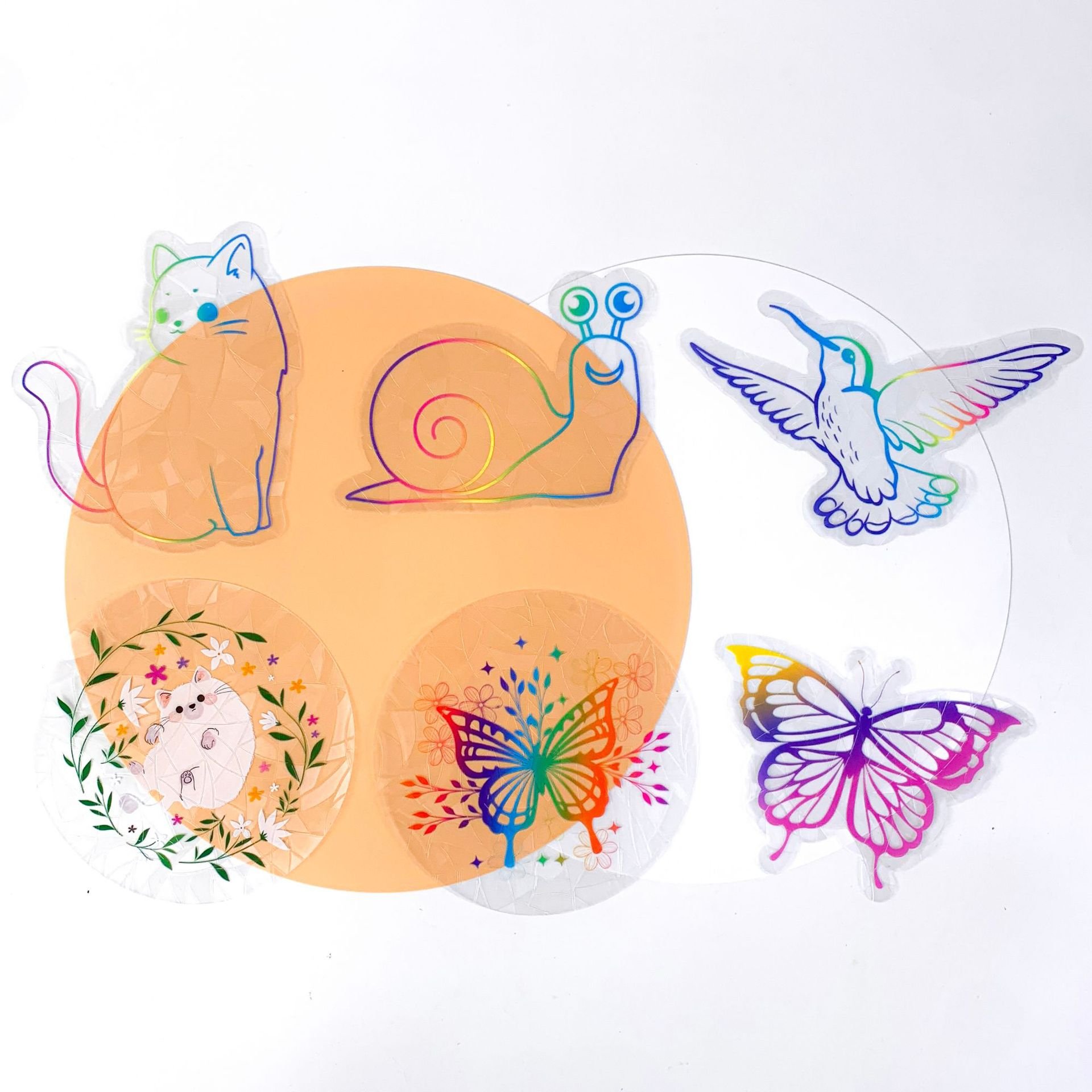 Adsorption rainbow glass window stickers🌈rainbow🌸flowers🐰cute animals🦋butterflies