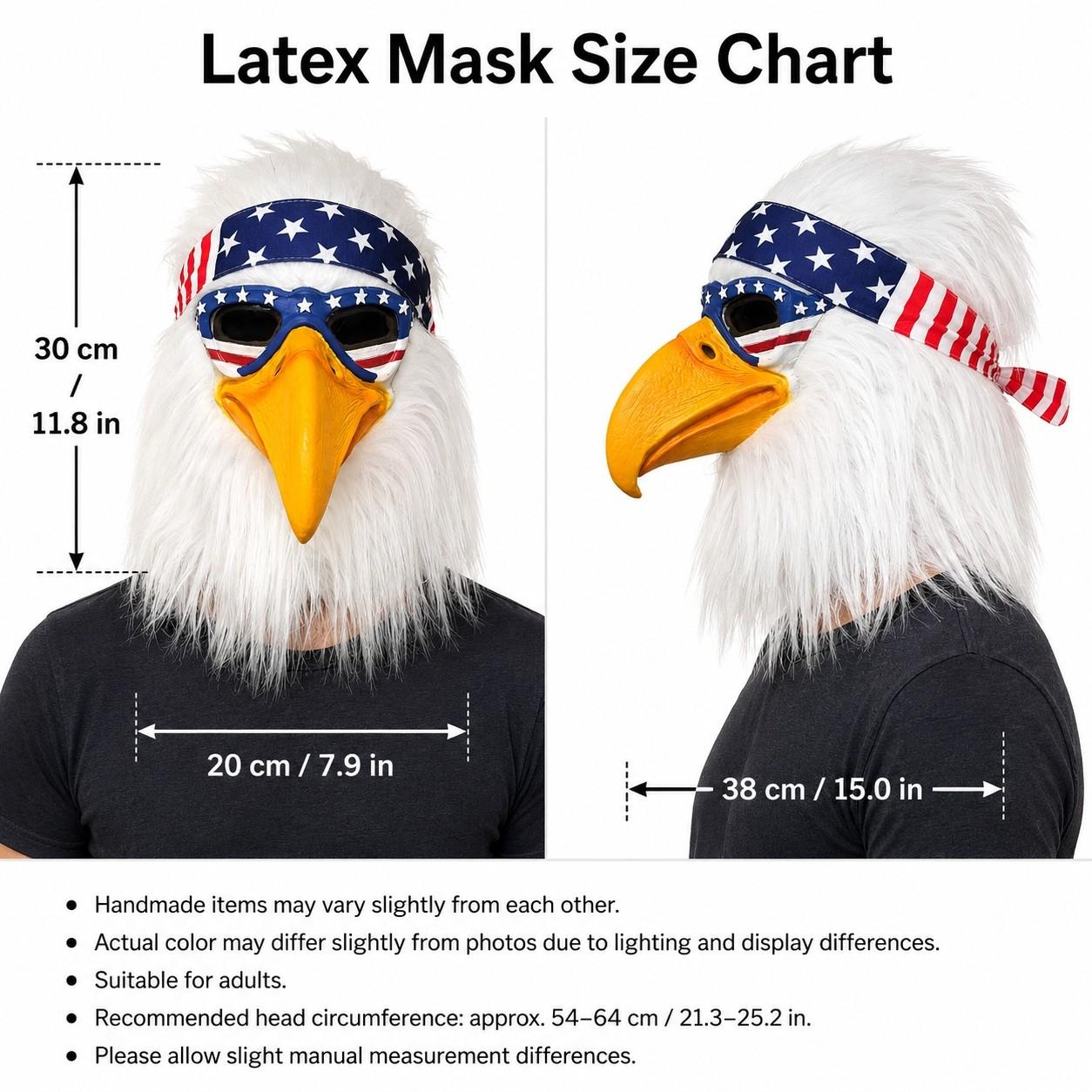 Latex Eagle Mask with American Flag Headband, Realistic Bird Head Mask for Halloween, Cosplay Costume, Freedom Party Supplies, Party Accessories Latex Eagle Mask with American Flag Headband, Realistic Bird Head Mask for Halloween, Cosplay Costume, Freedom Party Supplies, Party Accessories