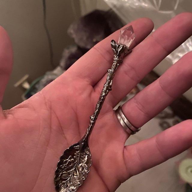 Ornate Vintage Retro Crystal Tea Spoon