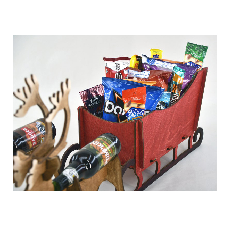 🦌🛷Deer And Sleigh - Wood Beer Bottle Display Home Decor