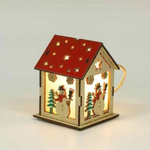 Christmas LED Wood House Decoration