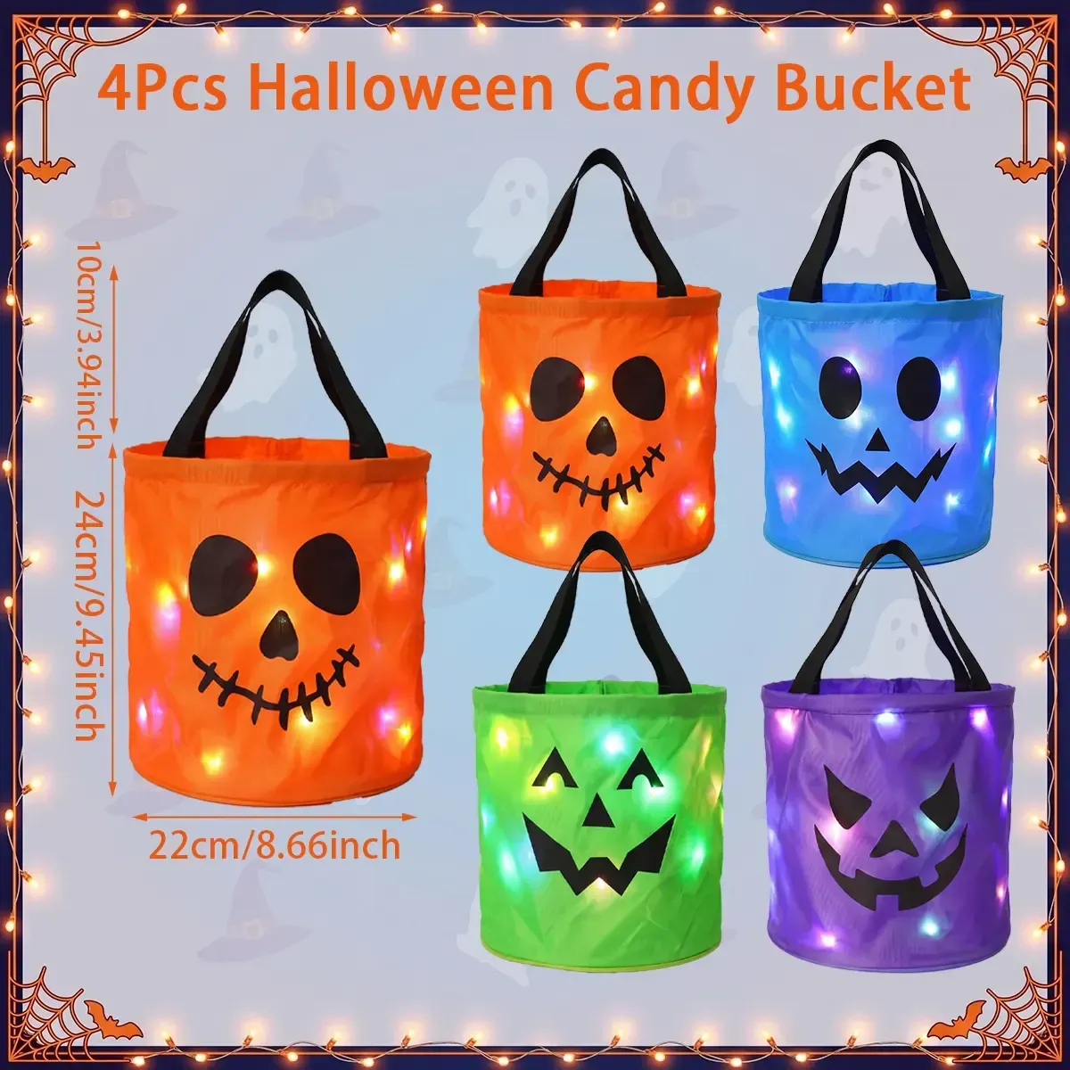 Halloween Early Sale🎃 Halloween LED Candy Bucket Bags