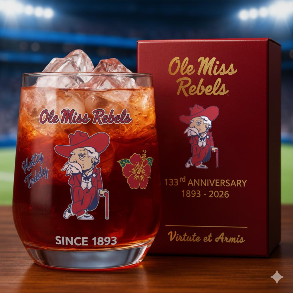 University of Mississippi Rebels 133rd Anniversary Whiskey Glass