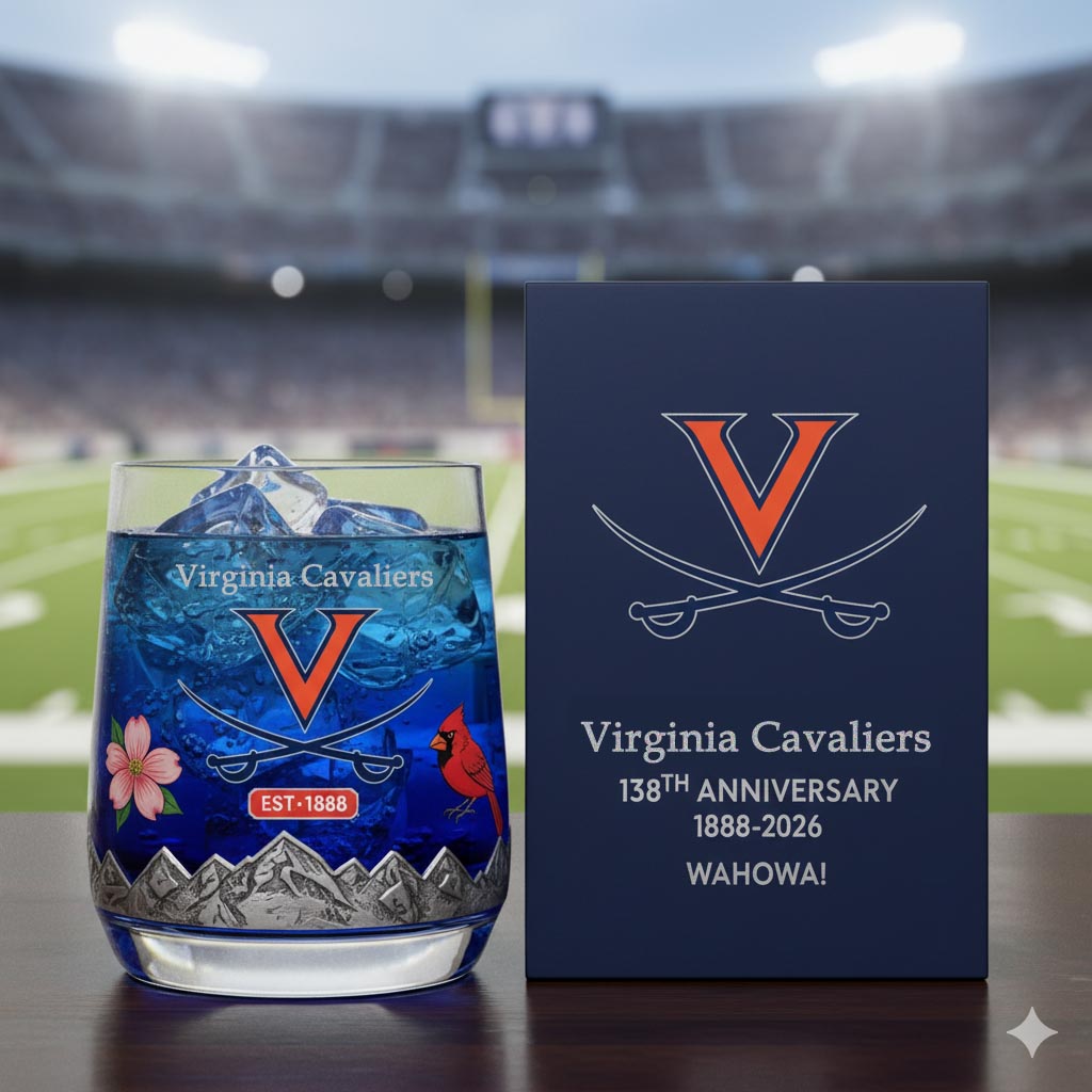University of Virginia Cavaliers 138th Anniversary Whiskey Glass