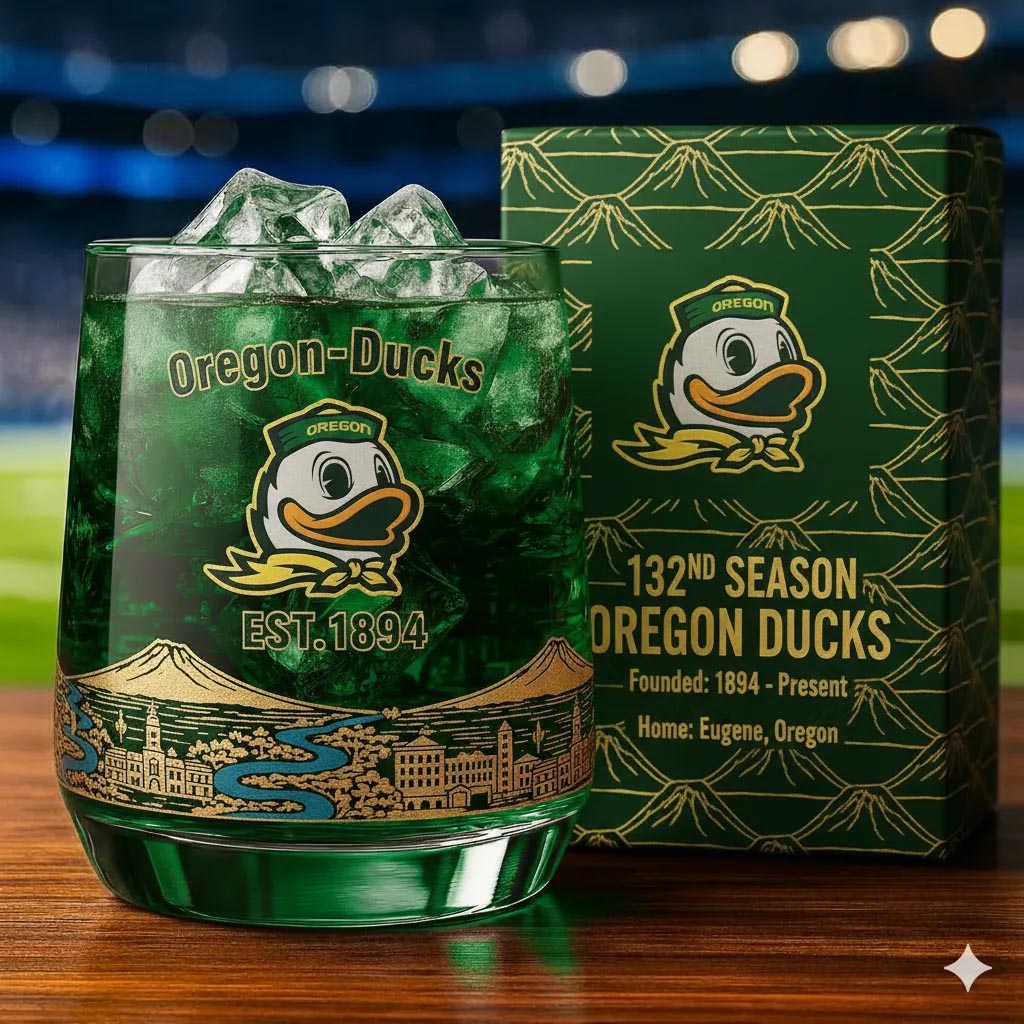 Oregon Ducks 132nd Anniversary Whiskey Glass