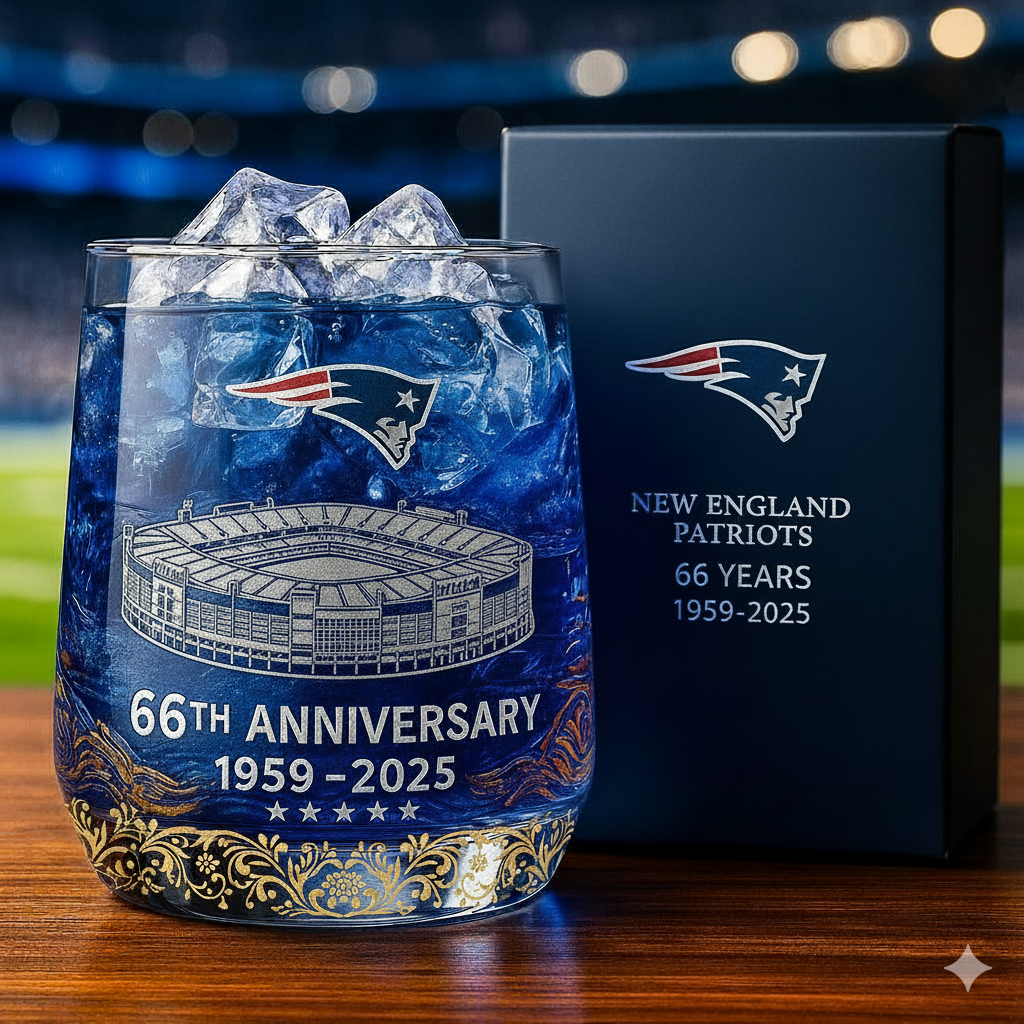 New England Patriots 66th Anniversary Whiskey Glass