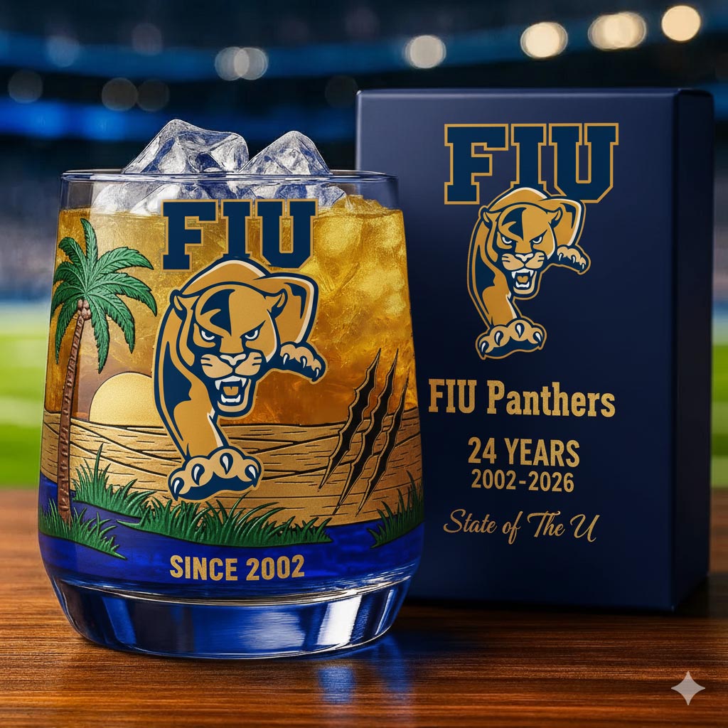 FIU Panthers football 24th Anniversary Whiskey Glass