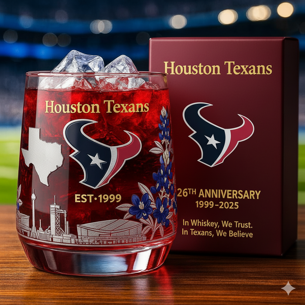 Houston Texans 26th Anniversary Whiskey Glass