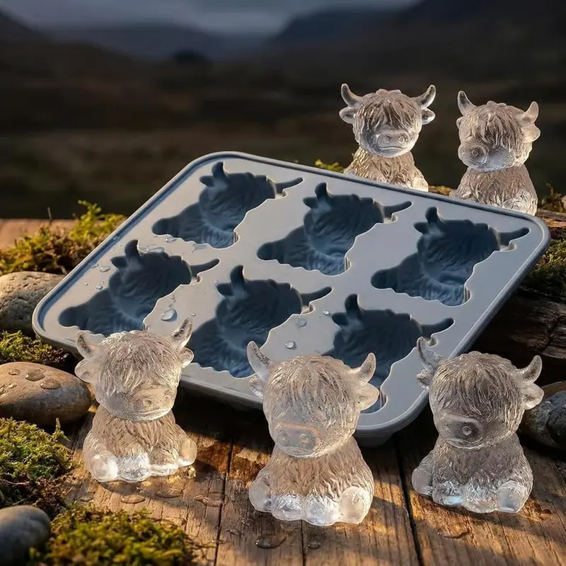 🐮 Mini Highland Cow Ice Cube Mold – Cute 3D Ice for Drinks, Parties & Gifts