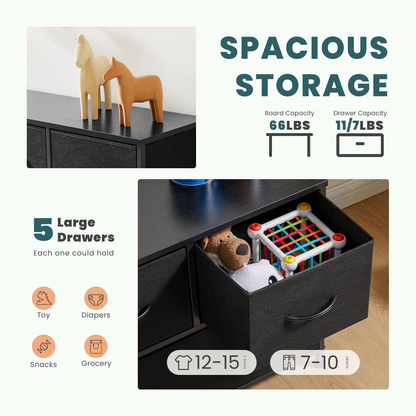 Dresser for Bedroom, Drawer Dresser Organizer Storage Drawers Fabric Storage Tower