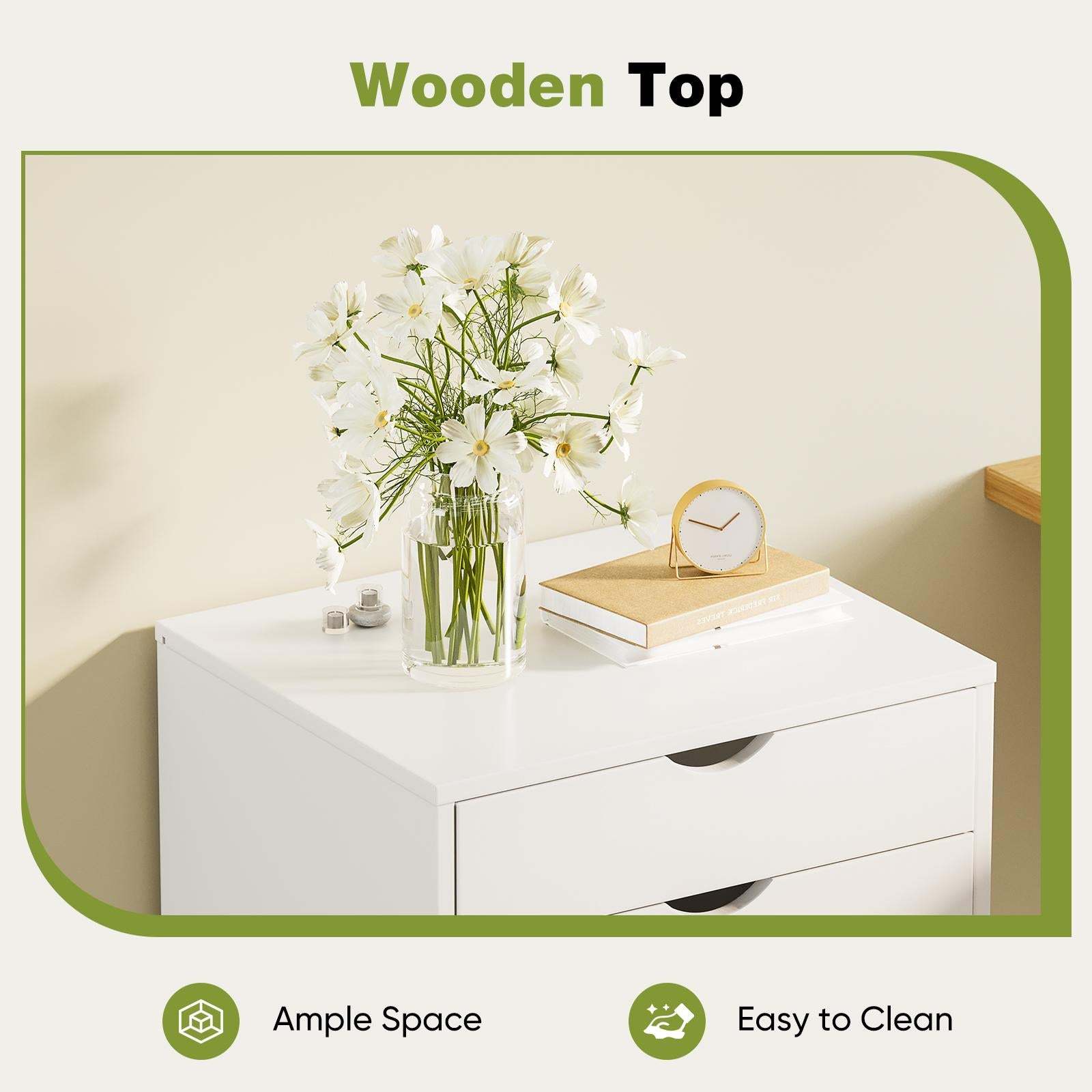 Panana 5/7 Drawer Chest, Wooden Tall Dresser Storage Dresser Cabinet With Wheels