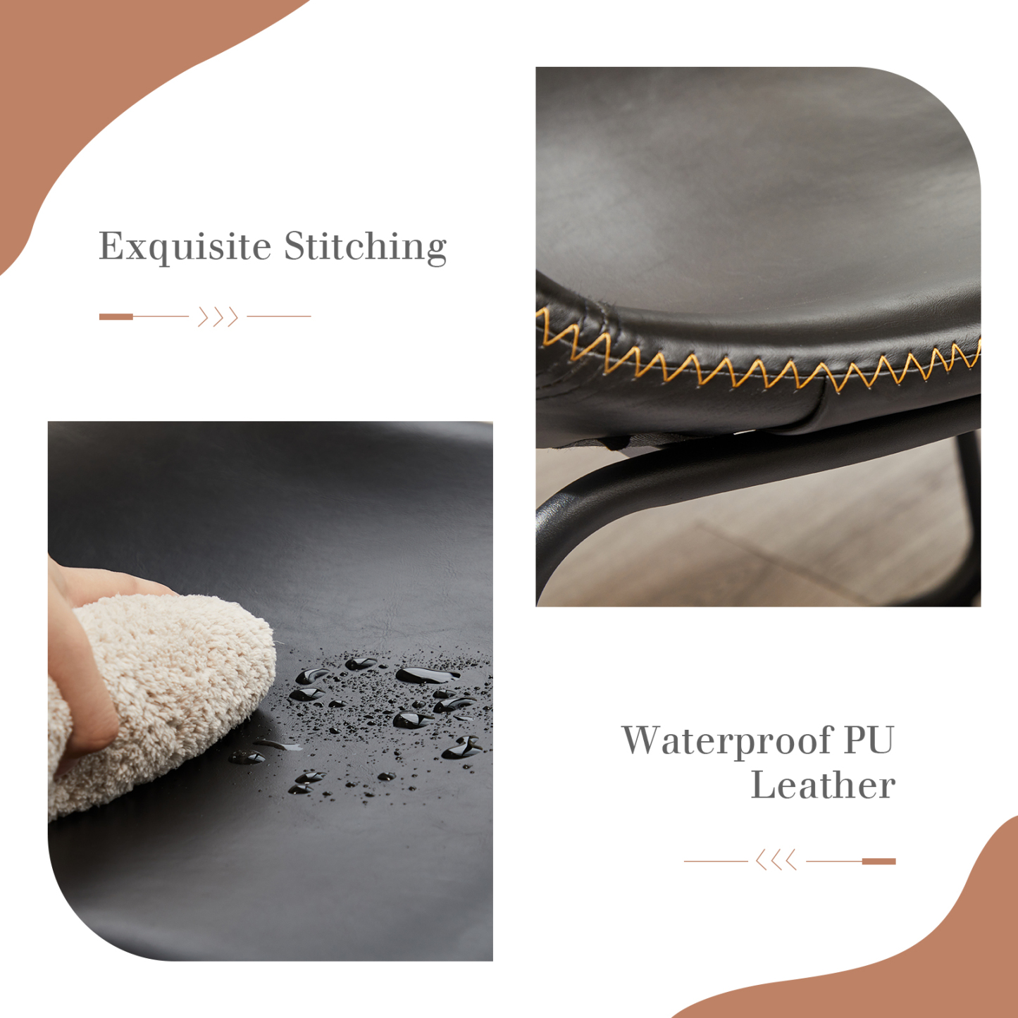 Metal Bar Stools Counter Height- Dining Chair Set of 2