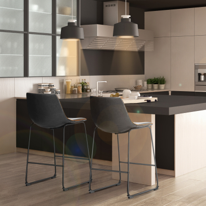 Metal Bar Stools Counter Height- Dining Chair Set of 2