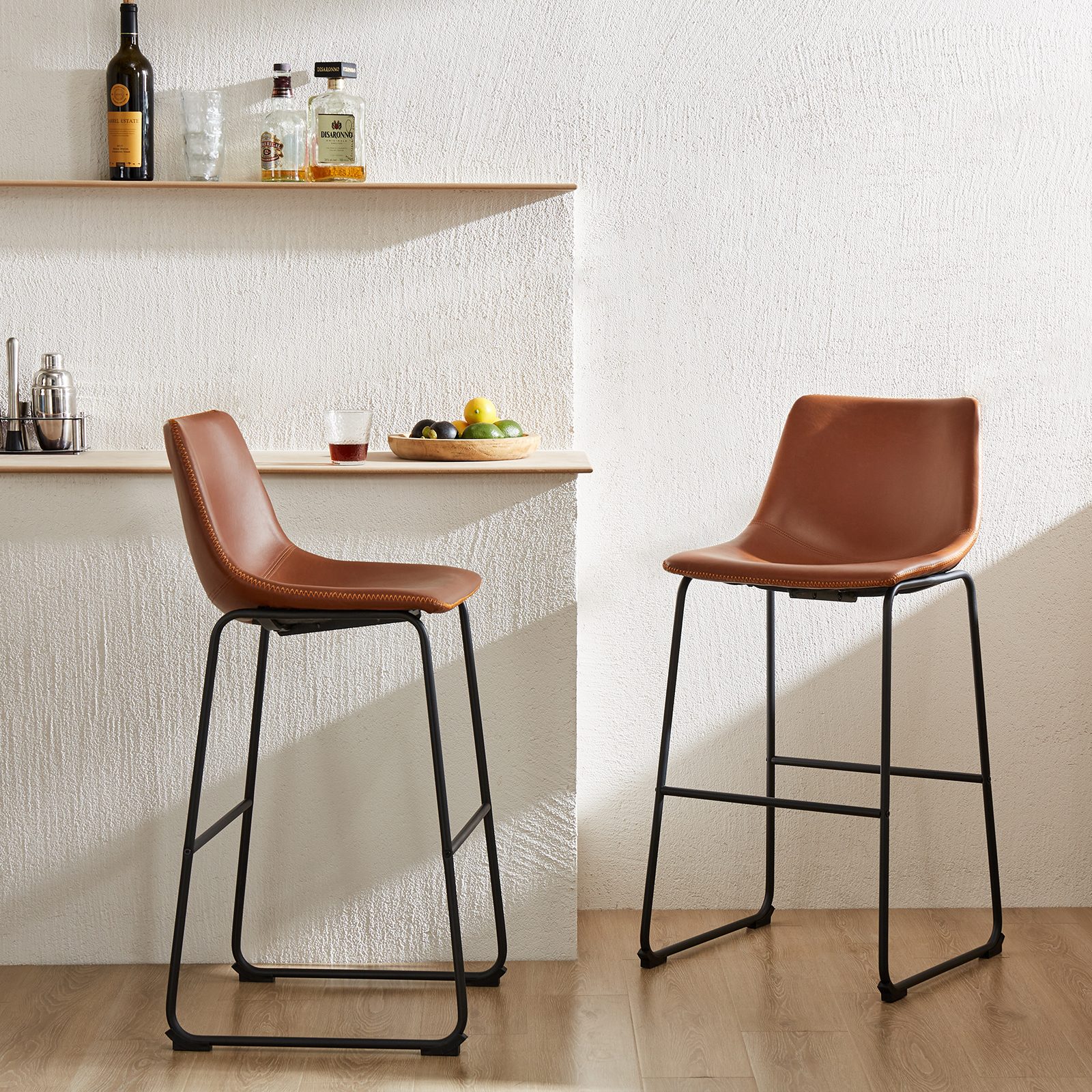 Metal Bar Stools Counter Height- Dining Chair Set of 2