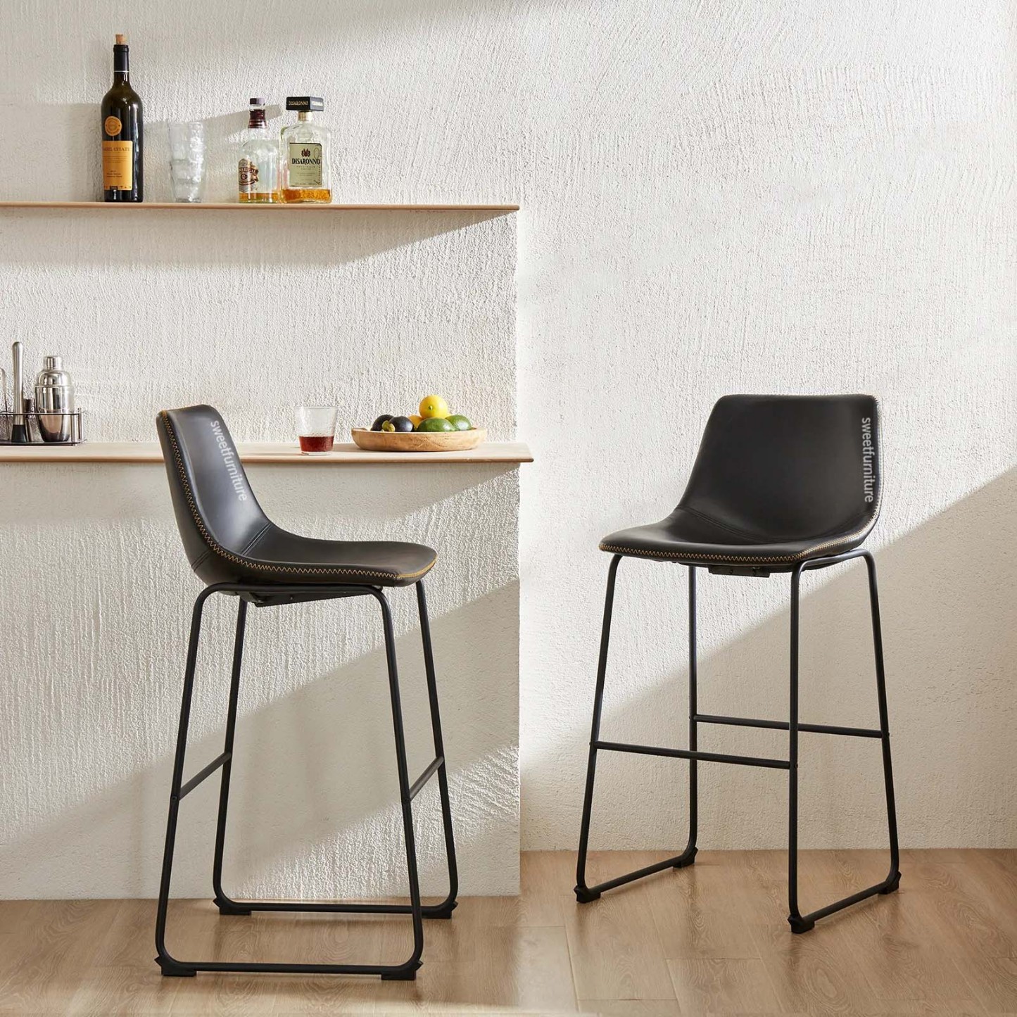 Metal Bar Stools Counter Height- Dining Chair Set of 2