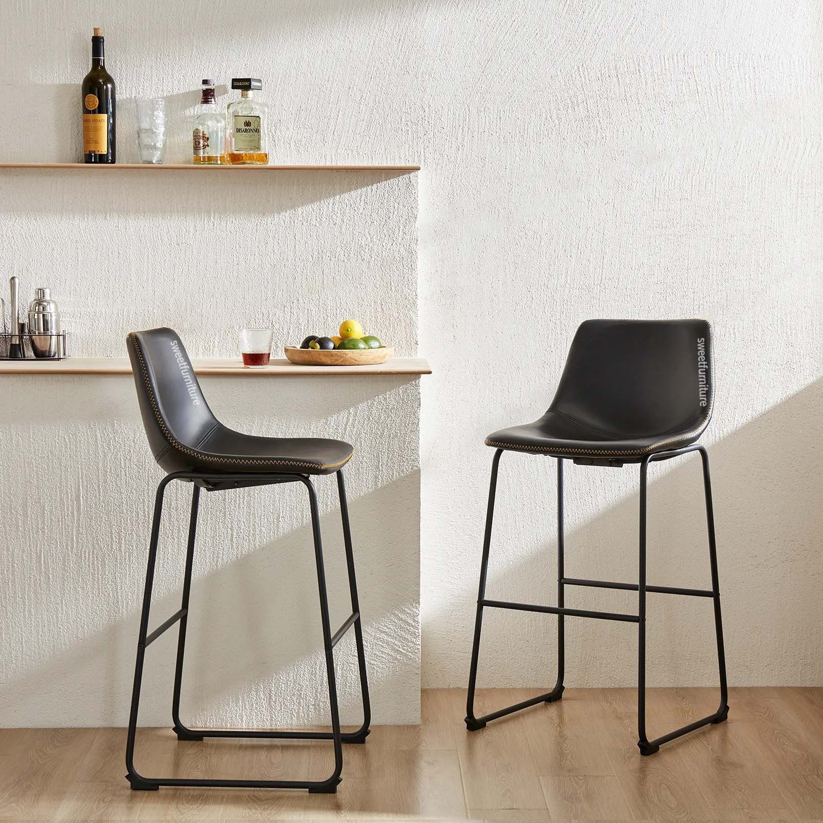 Metal Bar Stools Counter Height- Dining Chair Set of 2
