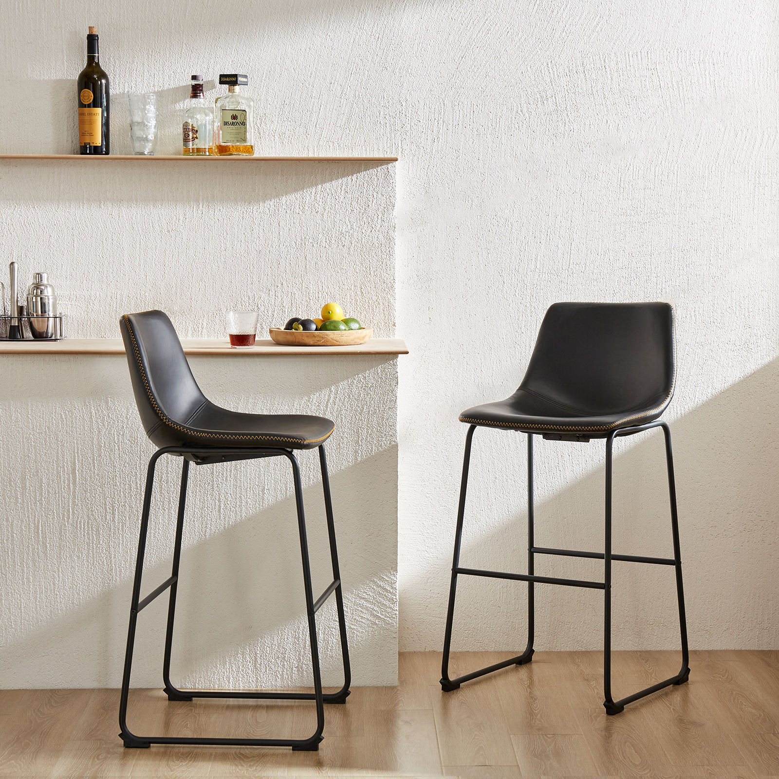 Metal Bar Stools Counter Height- Dining Chair Set of 2