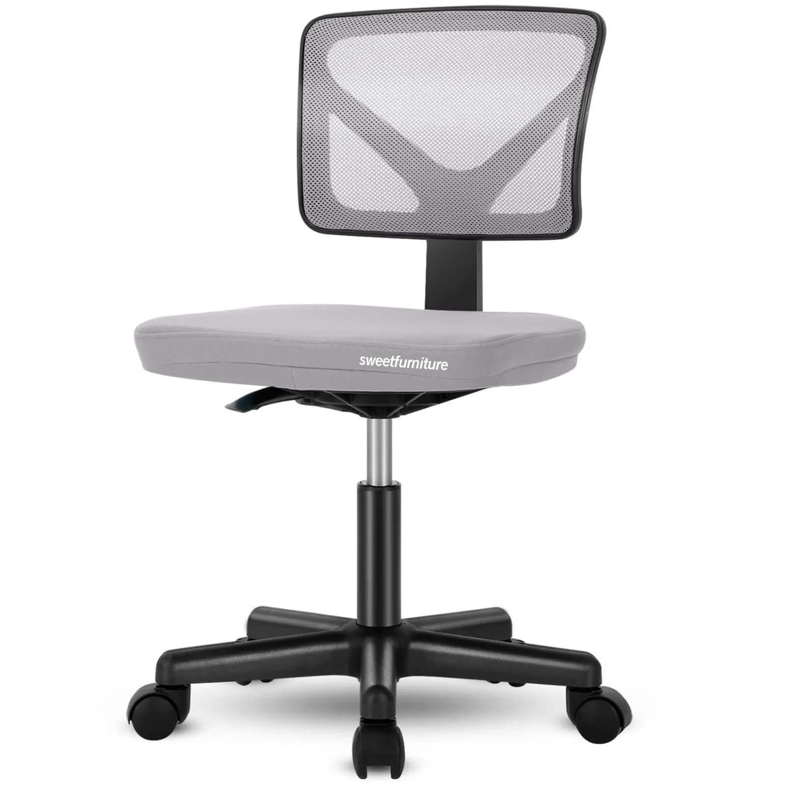 Armless Mesh Office Chair, Ergonomic Computer Desk Chair