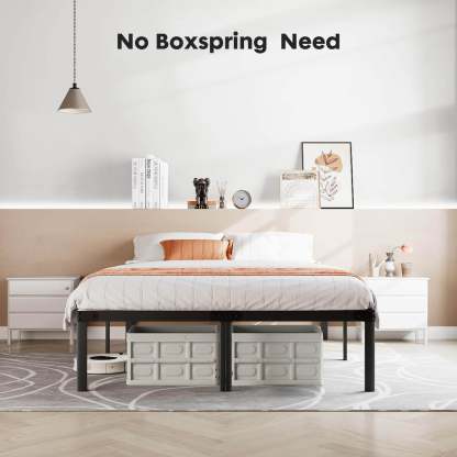 Bed Frame Metal Platform Bed Frame Mattress Foundation with Steel Slat Support