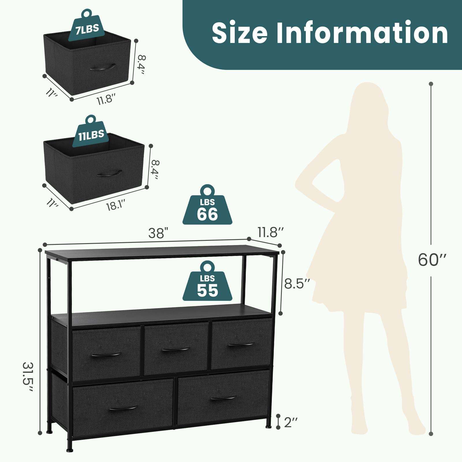 Dresser for Bedroom, Drawer Dresser Organizer Storage Drawers Fabric Storage Tower