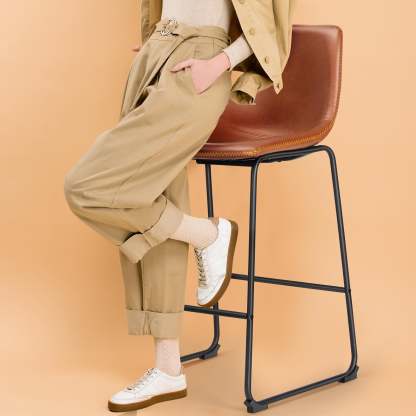 Metal Bar Stools Counter Height- Dining Chair Set of 2