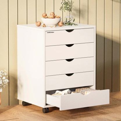 Panana 5/7 Drawer Chest, Wooden Tall Dresser Storage Dresser Cabinet With Wheels