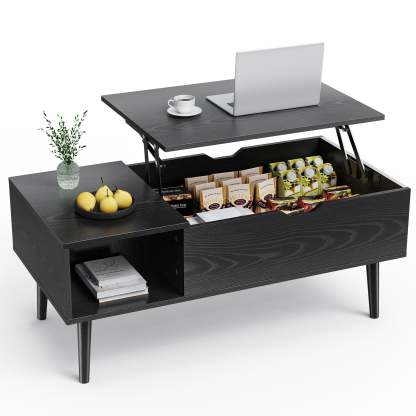 Lift Top Coffee Table ，Wooden Furniture with Hidden Compartment and Adjustable Storage
