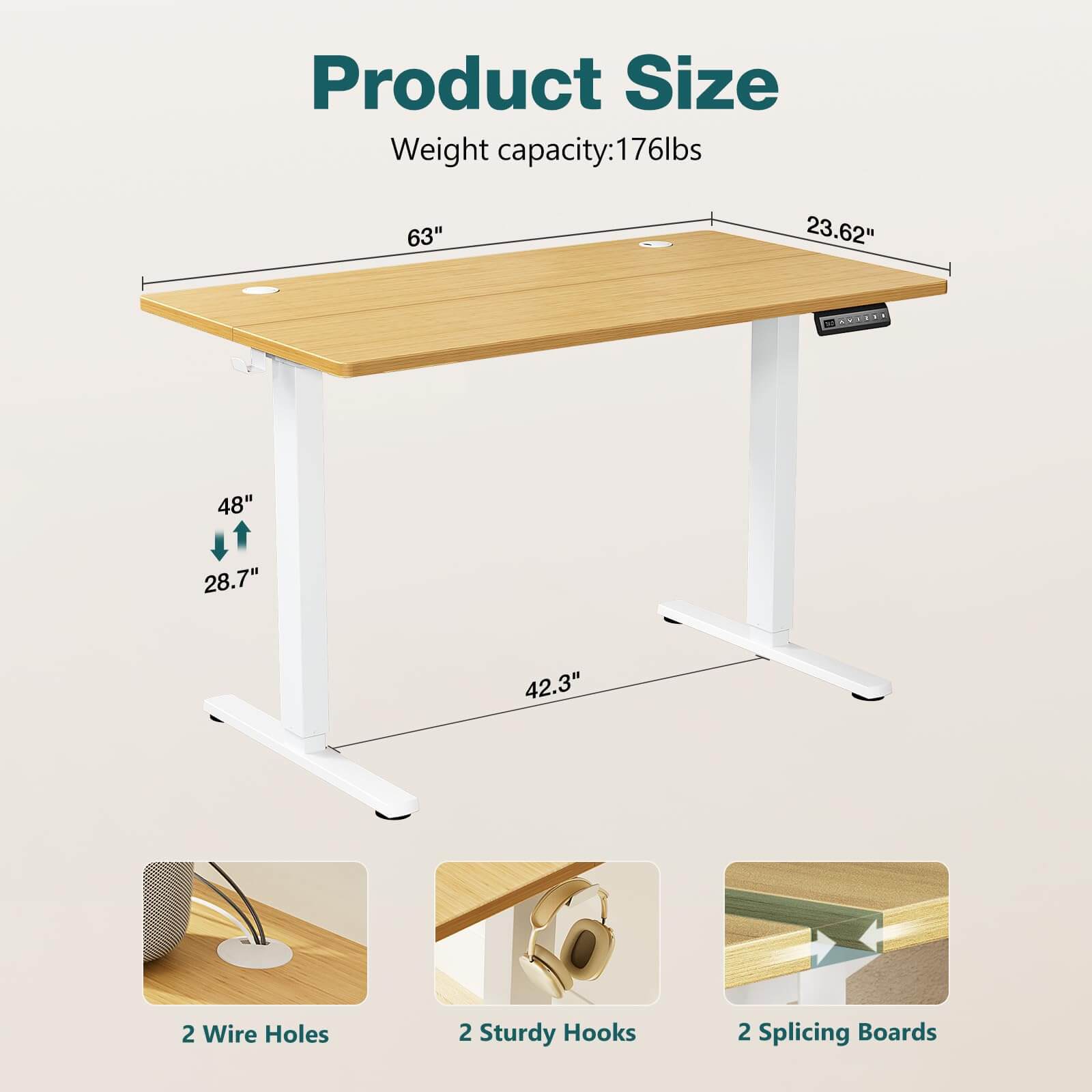 Electric Height Adjustable Standing Desk,Sit to Stand Ergonomic Computer Desk