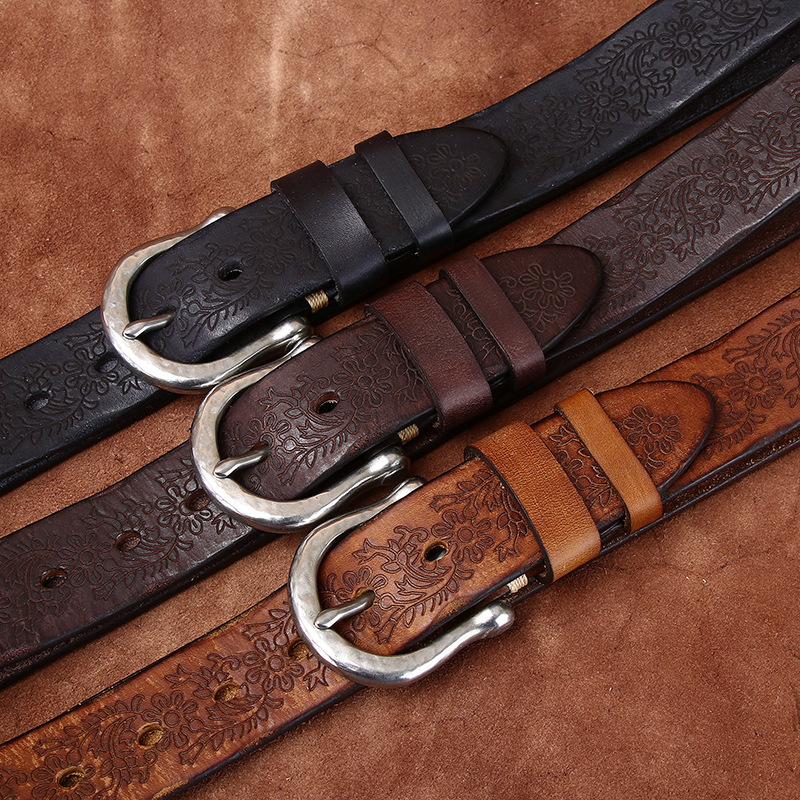 Vintage Genuine Leather Belt Wide 3.8CM