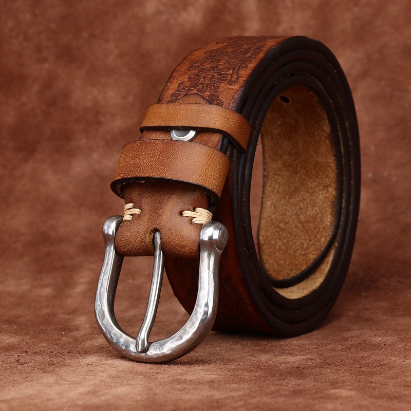 Vintage Genuine Leather Belt Wide 3.8CM