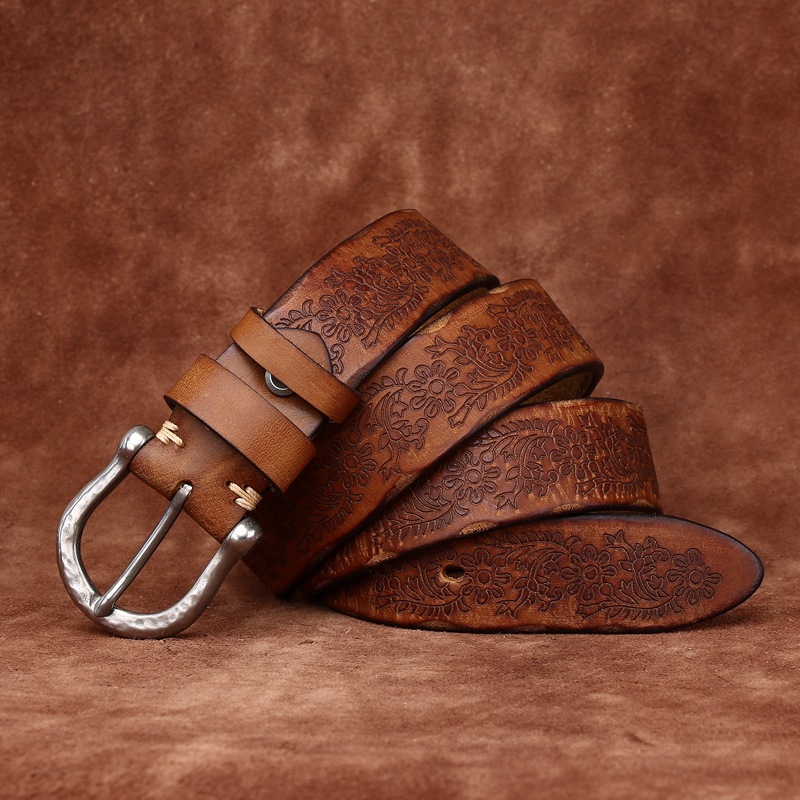 Vintage Genuine Leather Belt Wide 3.8CM