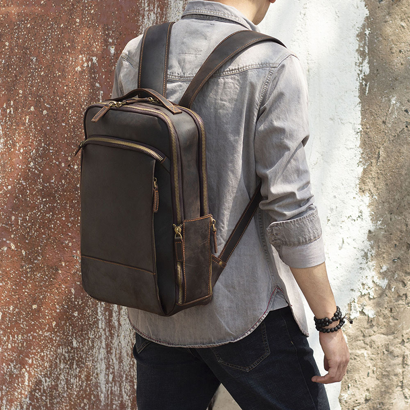 Vintage-Rucksack aus echtem Leder BP01