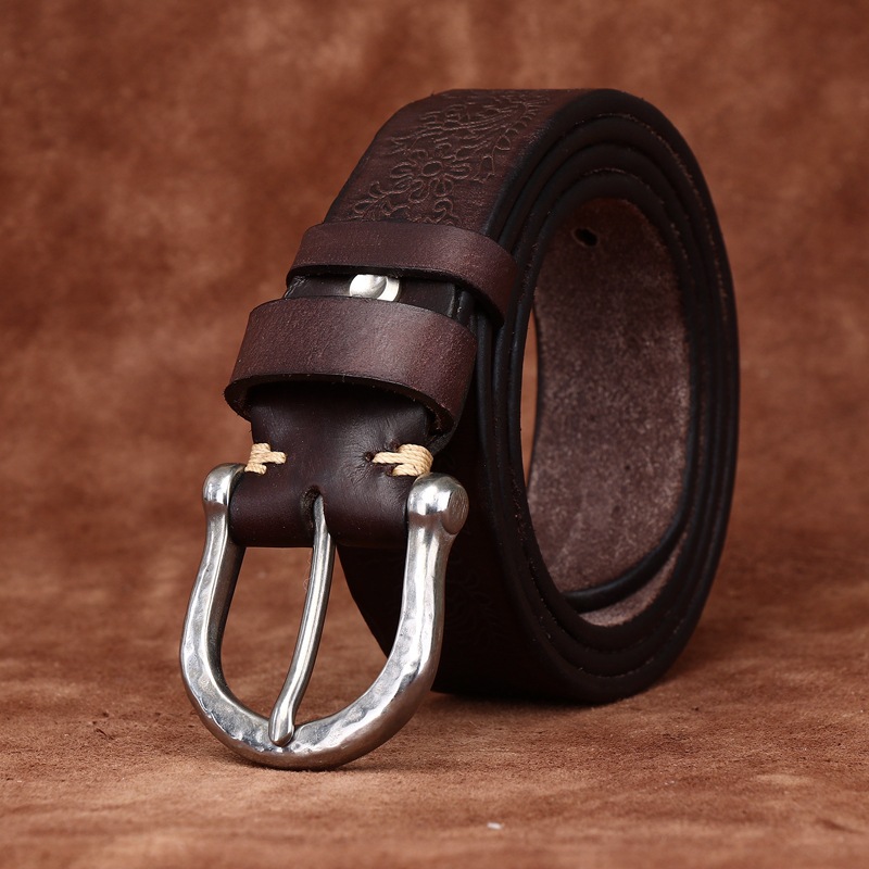 Vintage Genuine Leather Belt Wide 3.8CM