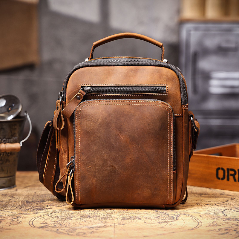 Vintage Schultertasche aus echtem Leder LB02