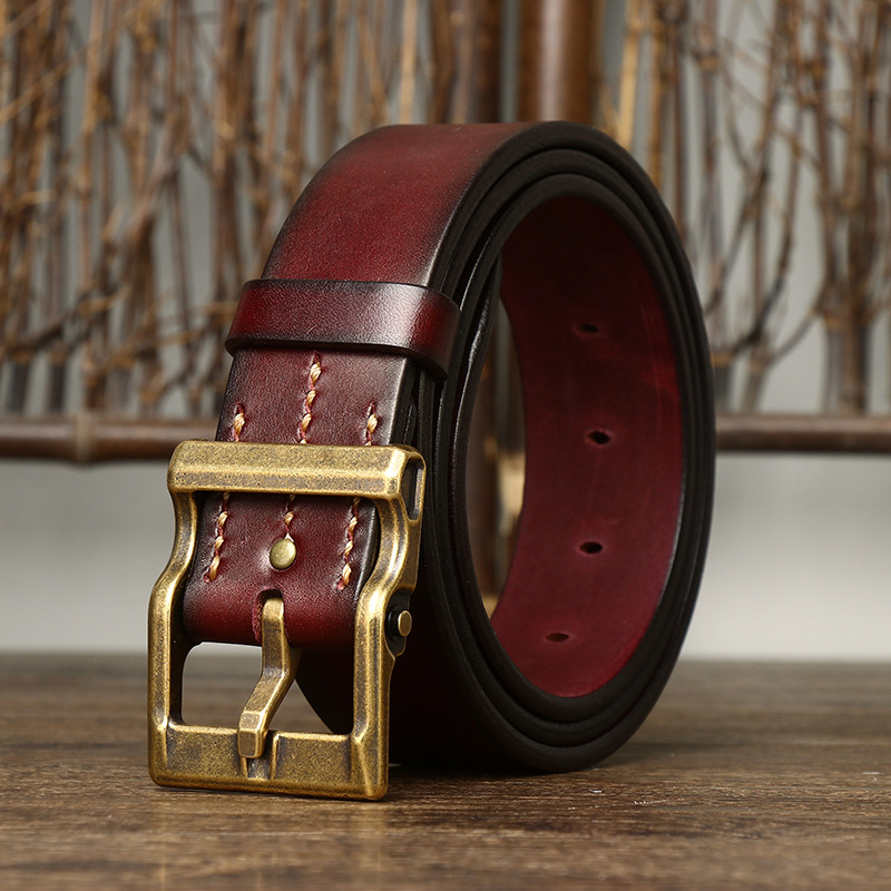 Marenzo Brass Leather Belt Wide 3.8CM B76 B10