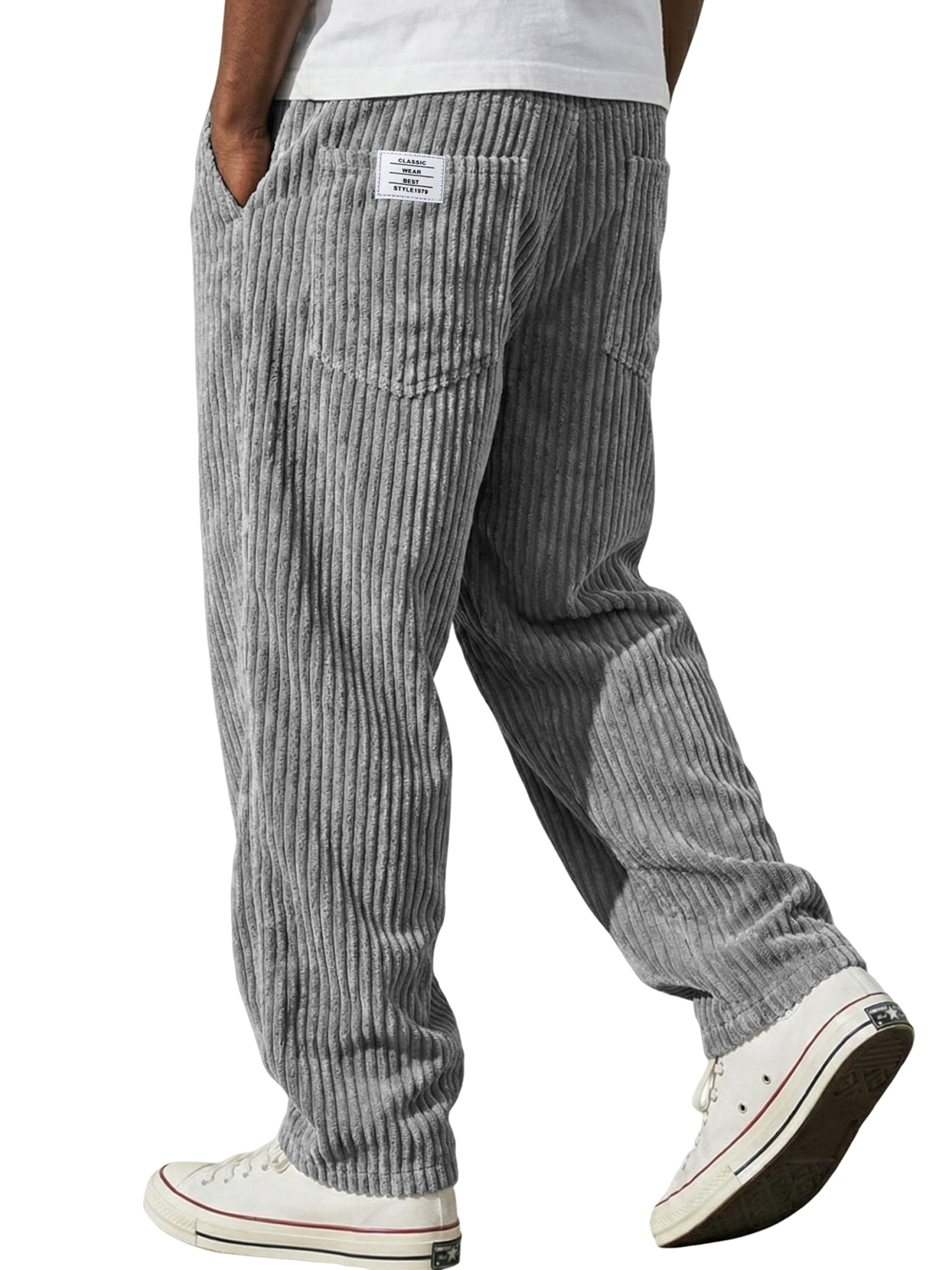 Herren-Cordhose im Vintage-Stil mit Struktur und Stickerei