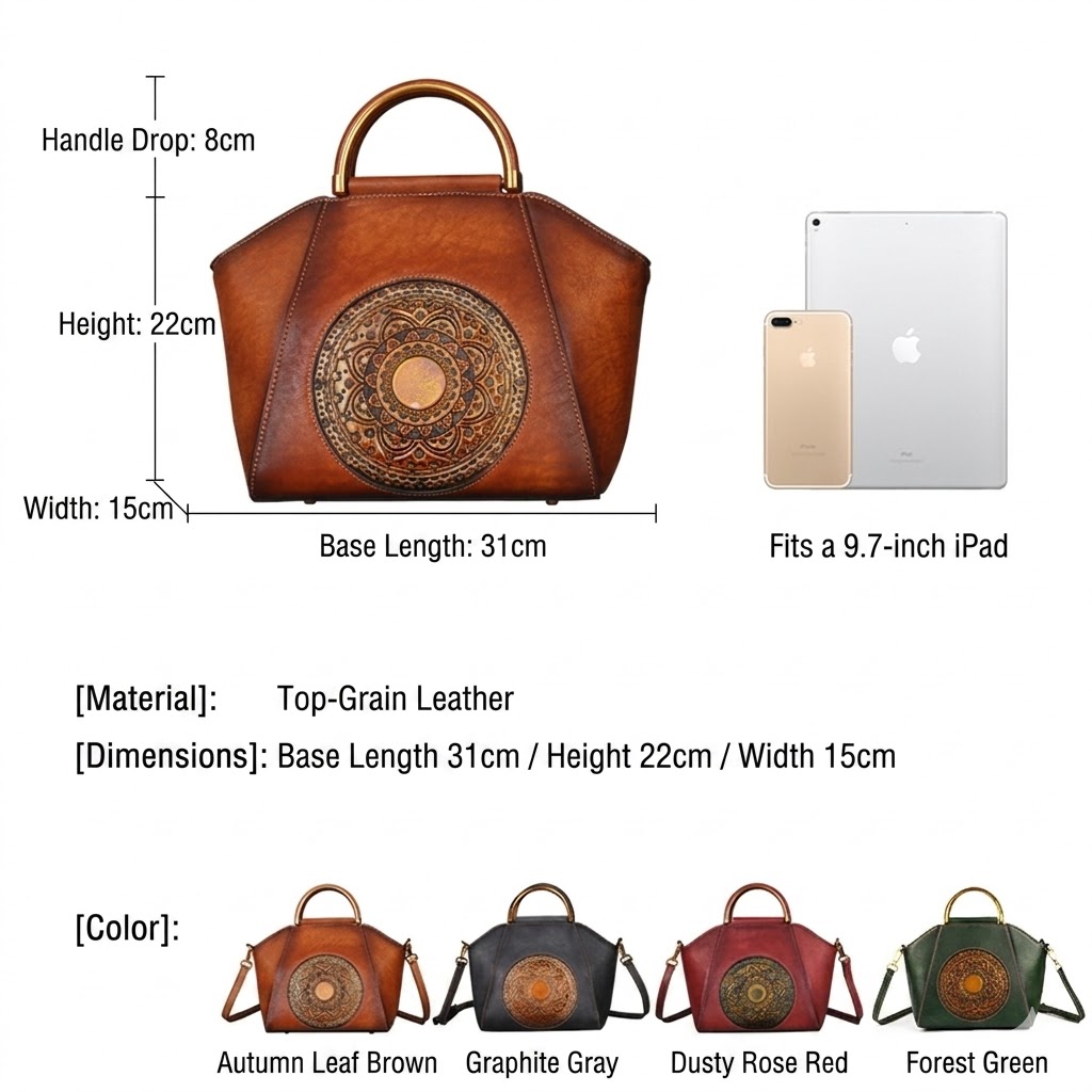 Vintage Distressed Pattern Cowhide Women's Bag WLB02