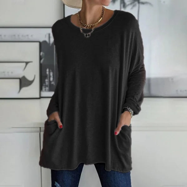 👚50% Rabatt ✨Neues langärmeliges Baumwoll-T-Shirt mit lässiger Tasche