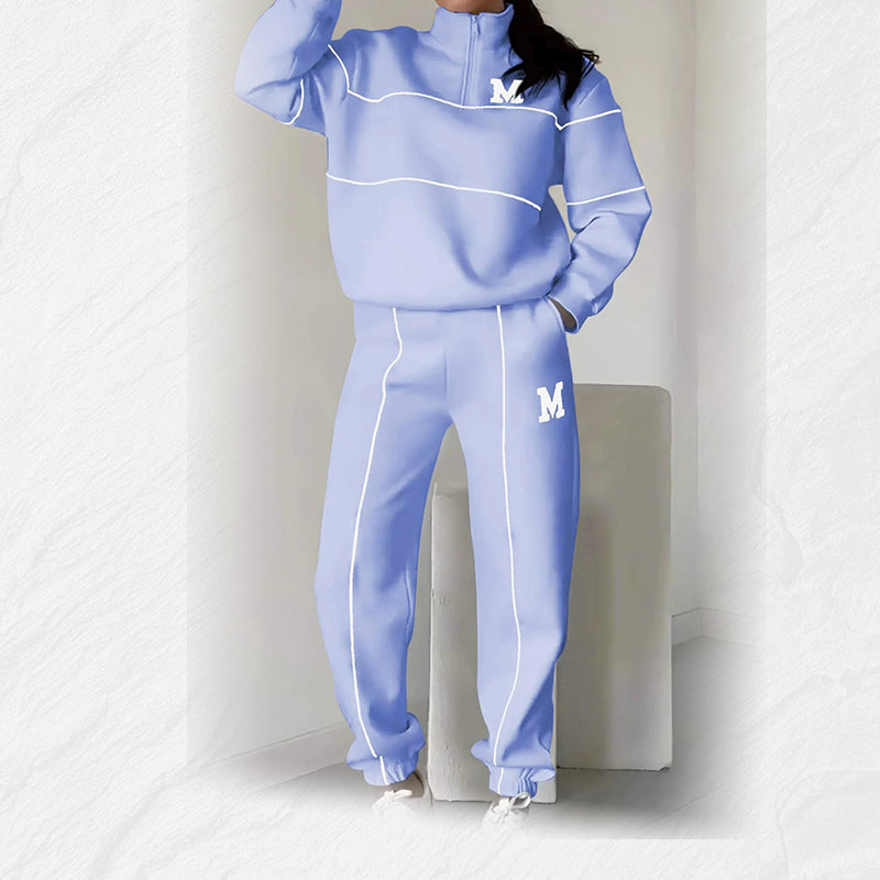 Lässiges Sweatshirt 2-teiliges Set mit Linie