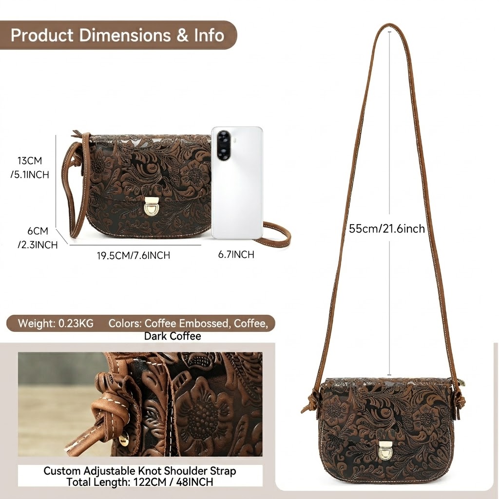 Women's Vintage Embossed Lock Crossbody Bag WLB04